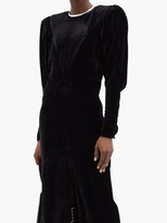 Thumbnail for your product : Isabel Marant Geniasi Padded-shoulders Velvet Midi Dress - Black