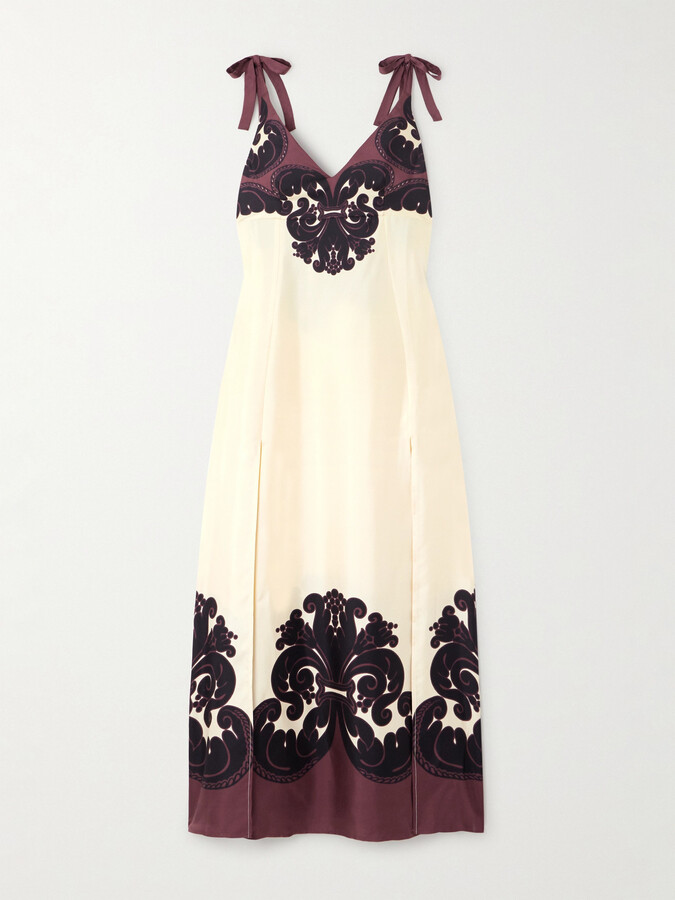 La DoubleJ Favorita Printed Silk-twill Maxi Dress - Cream