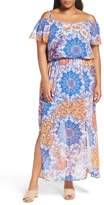 Thumbnail for your product : London Times Print Cold Shoulder Maxi Dress