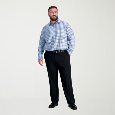 Haggar Premium Comfort Mens Comfort Waistband Straight Fit Big and Tall Dress Flat Front Pant