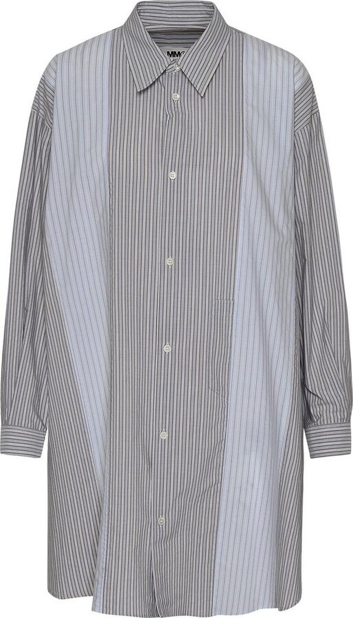 MM6 MAISON MARGIELA Panelled Pinstripe Buttoned Shirt Dress