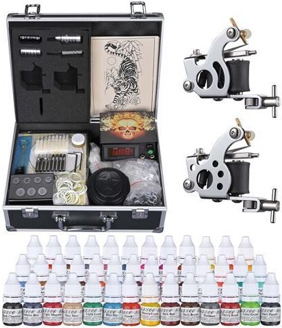 Yescom USA, Inc. Complete Tattoo Kit 54 Color Ink 4 Machine Guns Set LCD Power Supply Equipment