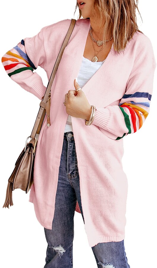 HIKARO Ladies Oversized Boyfriend Open Front Cardigan Sweater Coat Outerwear Cardigan for Women Size 8 Grey 