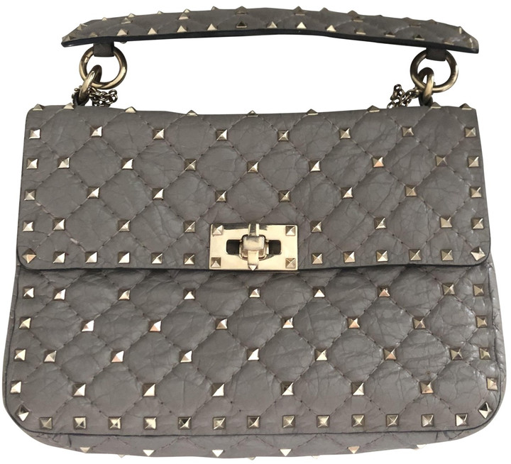 Valentino Garavani Rockstud spike Grey Leather Handbags