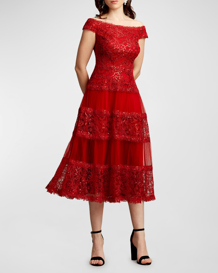 Red Lace Midi Dress | Shop The Largest Collection | ShopStyle