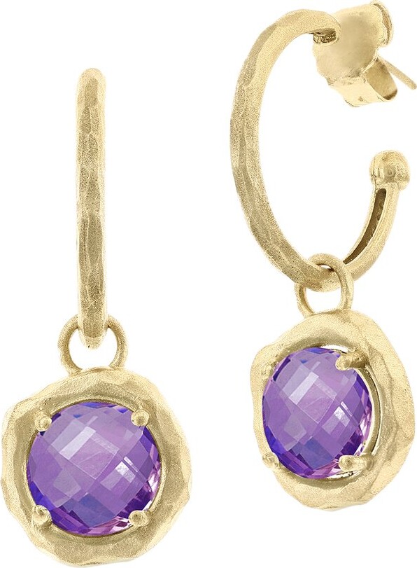I. Reiss 14K 6.50 Ct. Tw. Diamond & Amethyst Charm Earrings