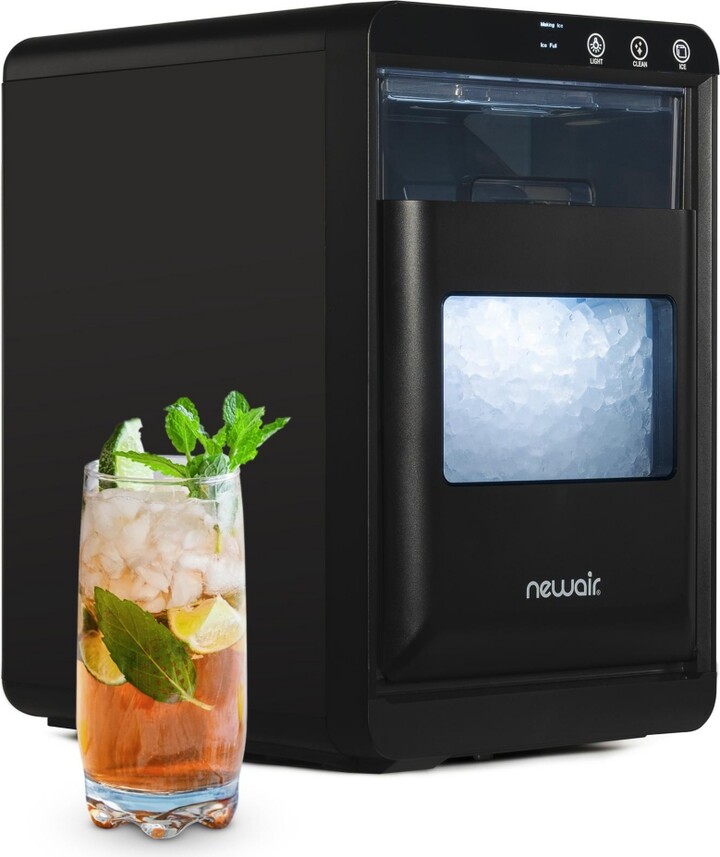 NewAir Nugget Ice Maker Countertop 44 lbs in 24 hours Ice Machine Nugget Self Cleaning Ice Maker in Black Stainless Steel Perfect for Home Bar Kit