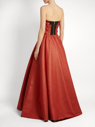 Sophie Theallet Rust Bandeau Woven-raffia Gown - Red