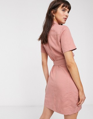 And other stories & multi-pocket mini utility dress in dusty pink