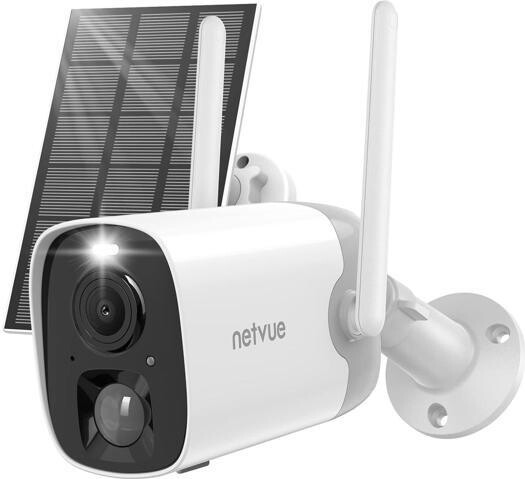 PISKEKAT NETVUE Security Camera with Solar Panel, 2K Color Night Vision AI Motion Detection, WiFi Home Wireless Outdoor Camera, IP65 Weatherproof, 2 Way...