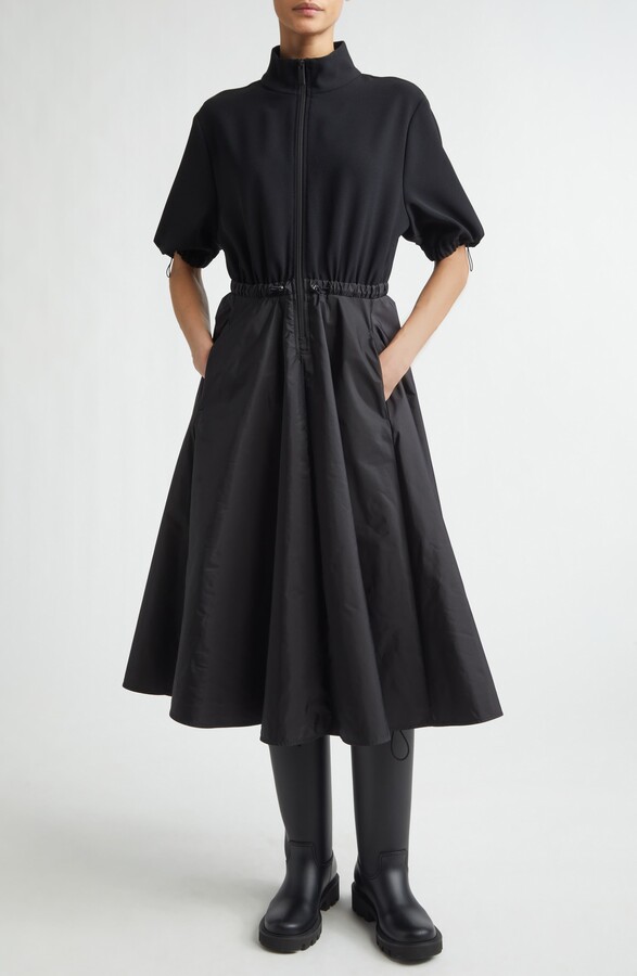 Moncler Mixed Media Technical Midi Shirtdress