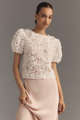 トップス UND 3D FLOWER SKIN TOP LOUSEA Women's 3D Floral Embroidery Crop Top 2piece