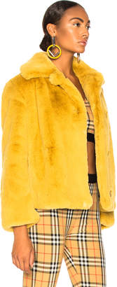 Burberry Alnswick Faux Fur Jacket in Ochre Yellow | FWRD