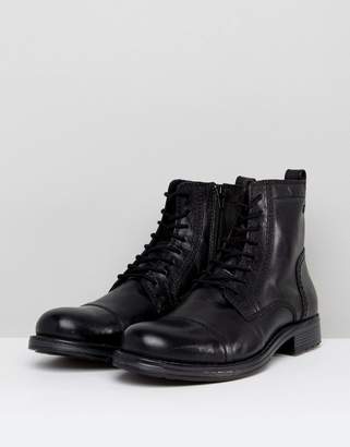 Jack and Jones Russel Leather Lace Up Boots