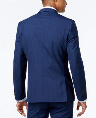 Bar III Men's Slim-Fit Blue Plaid Jacket, Created for Macy's