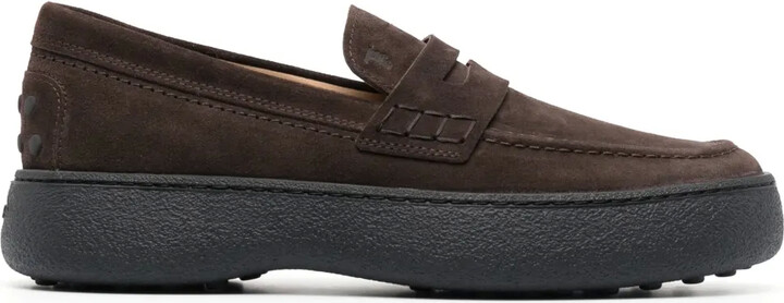 Tod's Logo-Stamped Suede Penny Loafers