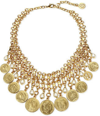Ben-Amun Coin & Pearly Bib Necklace