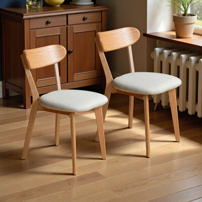 George Oliver Hoopes Mid Century Modern Solid Oak Dining Chairs Upholstered Dining Chairs