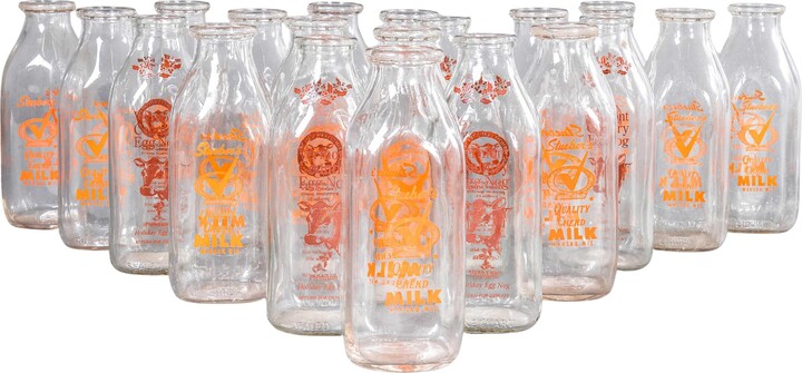1stDibs 1950's Vintage American Advertising Milk Bottles - Large Quantity Available