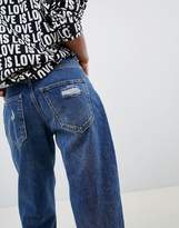 Thumbnail for your product : ASOS Petite DESIGN Petite balloon leg boyfriend jeans in dark blue wash
