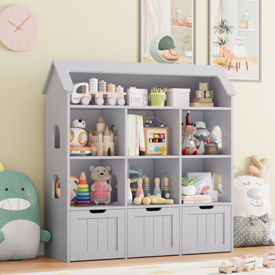 Harper Orchard Kids' Dollhouse Bookcase for Playroom, Living Room, Toy Storage