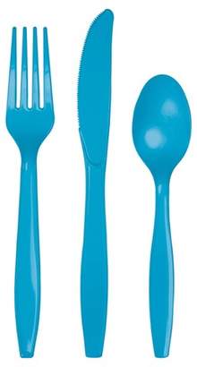 Creative Converting 24ct Turquoise Blue Assorted Plastic Disposable Silverware Flatware