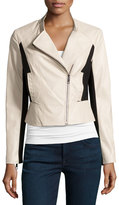 Thumbnail for your product : Vakko Faux-Leather/Ponte Two-Tone Jacket, Nude/Black