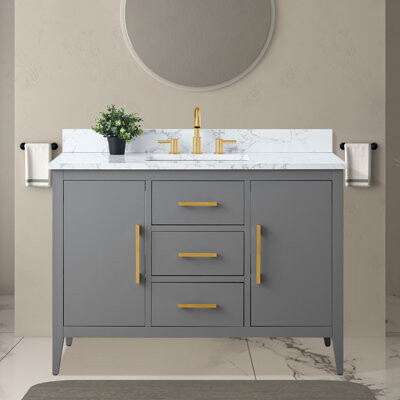 Vanity Art 48'' Single Bathroom Vanity with Engineered Marble Top