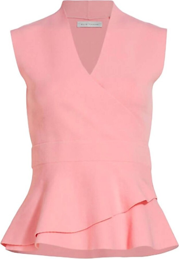 Elie Tahari Women's Maya Surplice Peplum Top In Pink