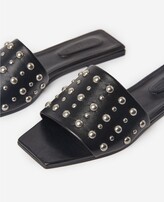 Thumbnail for your product : The Kooples Flat studded black leather sandals