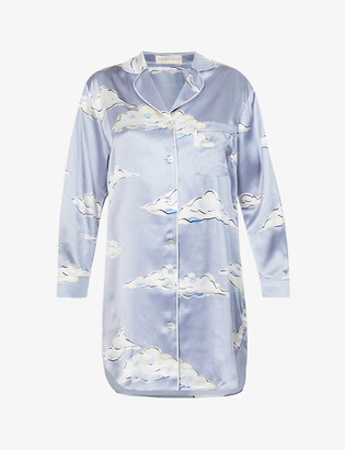 Olivia von Halle Poppy Metamorphosis cloud-print silk nightdress -  ShopStyle Lingerie