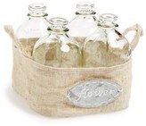 Thumbnail for your product : CREATIVE CO-OP Glass Vases with Linen Basket (Set of 4)