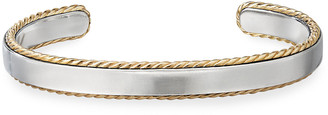 David Yurman Men's 9mm 18k-Gold Cable Sterling Silver Cuff Bracelet