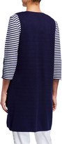 Thumbnail for your product : Joan Vass Plus Size Contrast Stripe Long Two Pocket Sweater Vest