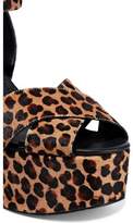 Thumbnail for your product : Alice + Olivia Violet Leopard-print Calf Hair Wedge Sandals
