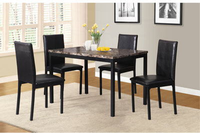 Ebern Designs Citico 5-Piece Metal Dinette Set With Laminated Faux Marble Top White