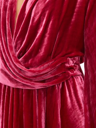 Maria Lucia Hohan Nola Draped Velvet Dress - Dark Pink