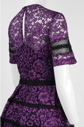 Donna Morgan D4860M Jewel Neck Illusion Floral Lace Dress