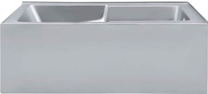 Claire 60 in. x 32 in. Soaking Alcove Corner Apron Bathtub with Right Drain in Glossy Gray