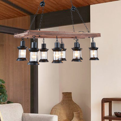 Breakwater Bay 8-light Dimmable 49 '' Height Industrial Wooden Chandelier