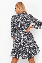 Thumbnail for your product : boohoo Plus Smudge Print Ruffle Hem Shift Dress