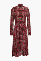 Thumbnail for your product : Alice + Olivia Belted printed jersey and crepe de chine midi dress