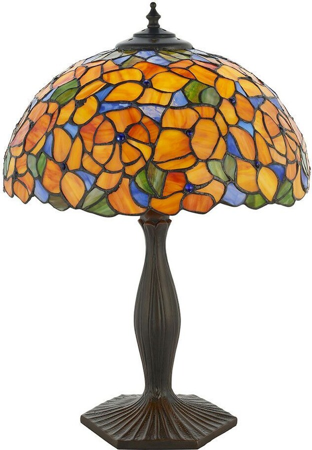 Loops Medium Tiffany Glass Floral Table Lamp Dark Bronze Finish