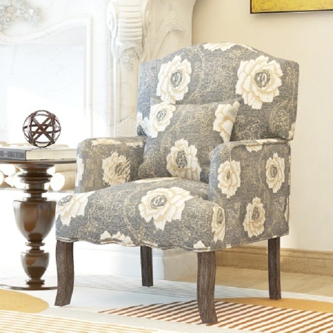 Oldfashioned style with linen Fabric Tufted Armchair，With pillow