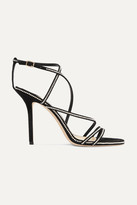 Thumbnail for your product : Jimmy Choo Dudette 100 Crystal-embellished Suede Sandals - Black