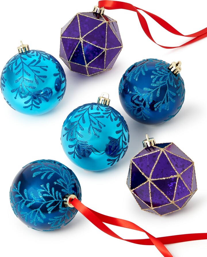 Holiday Lane Patina Plastic Ball Ornaments, Set of 6, Created for Macy's