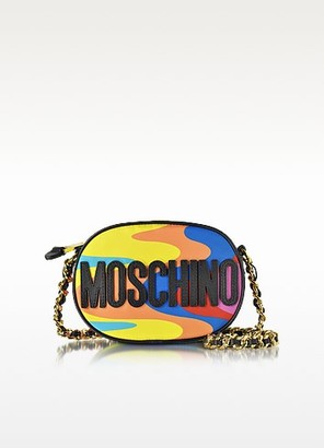 Moschino Multicolor Print Nylon Crossbody Bag w/Logo