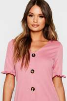 Thumbnail for your product : boohoo Frill Sleeve Button Through Shift Dress