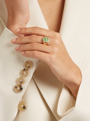 JESSICA BIALES Enamel & 18kt Gold Ring - Green