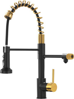 East Urban Home Black And Gold Purifier Kitchen Tap - Drinking Water Faucet With Pull Down Filter Sleek Appearance Sink In Advanced Design